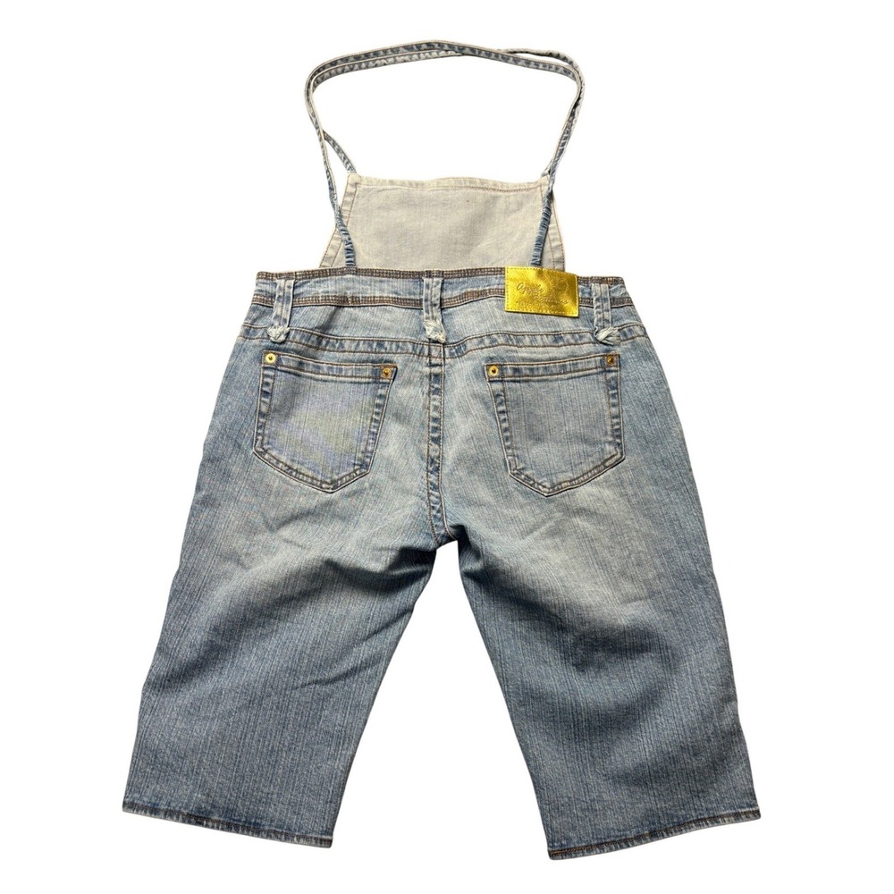 RARE VTG Apple Bottoms Womens Halter Denim Overall Shorts Light Wash Blue 9/10 - Picture 5 of 6